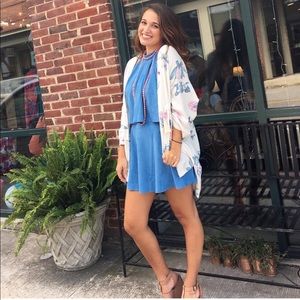 suede blue skirt and top. dress. halter top.